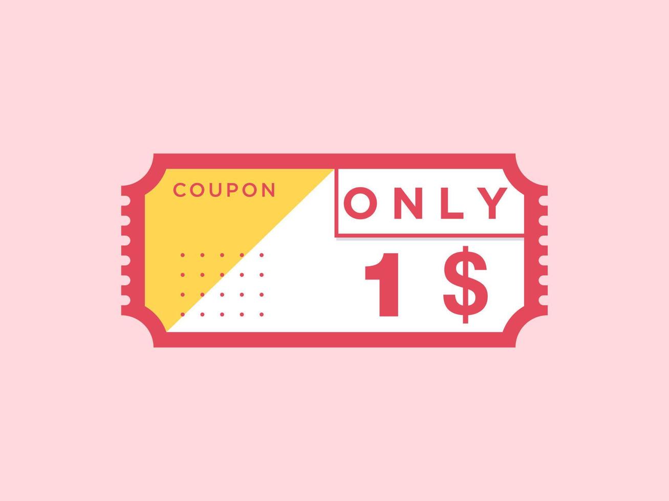 1 dollar enkel en alleen coupon teken of etiket of korting tegoedbon geld besparing label, met coupon vector illustratie zomer aanbod loopt af weekend vakantie