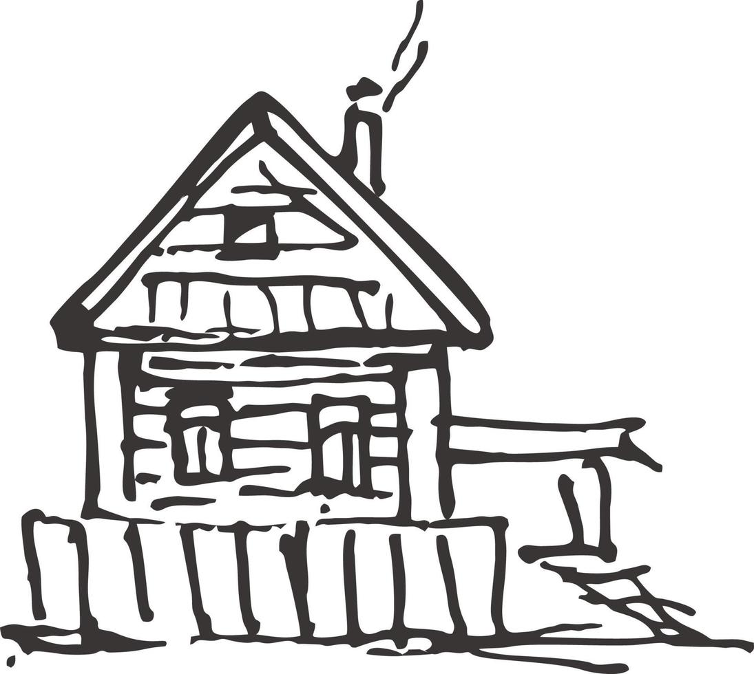 pen tekening van een fragment van een straat of een klein dorp. vector