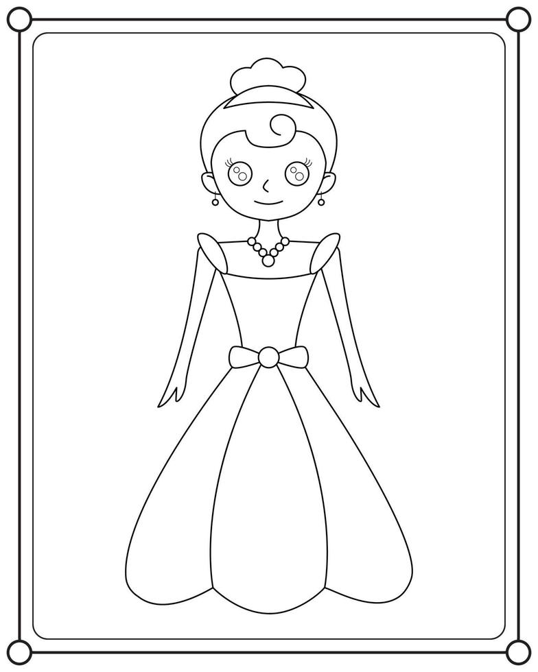 mooie prinses geschikt voor kinder kleurplaten pagina vectorillustratie vector