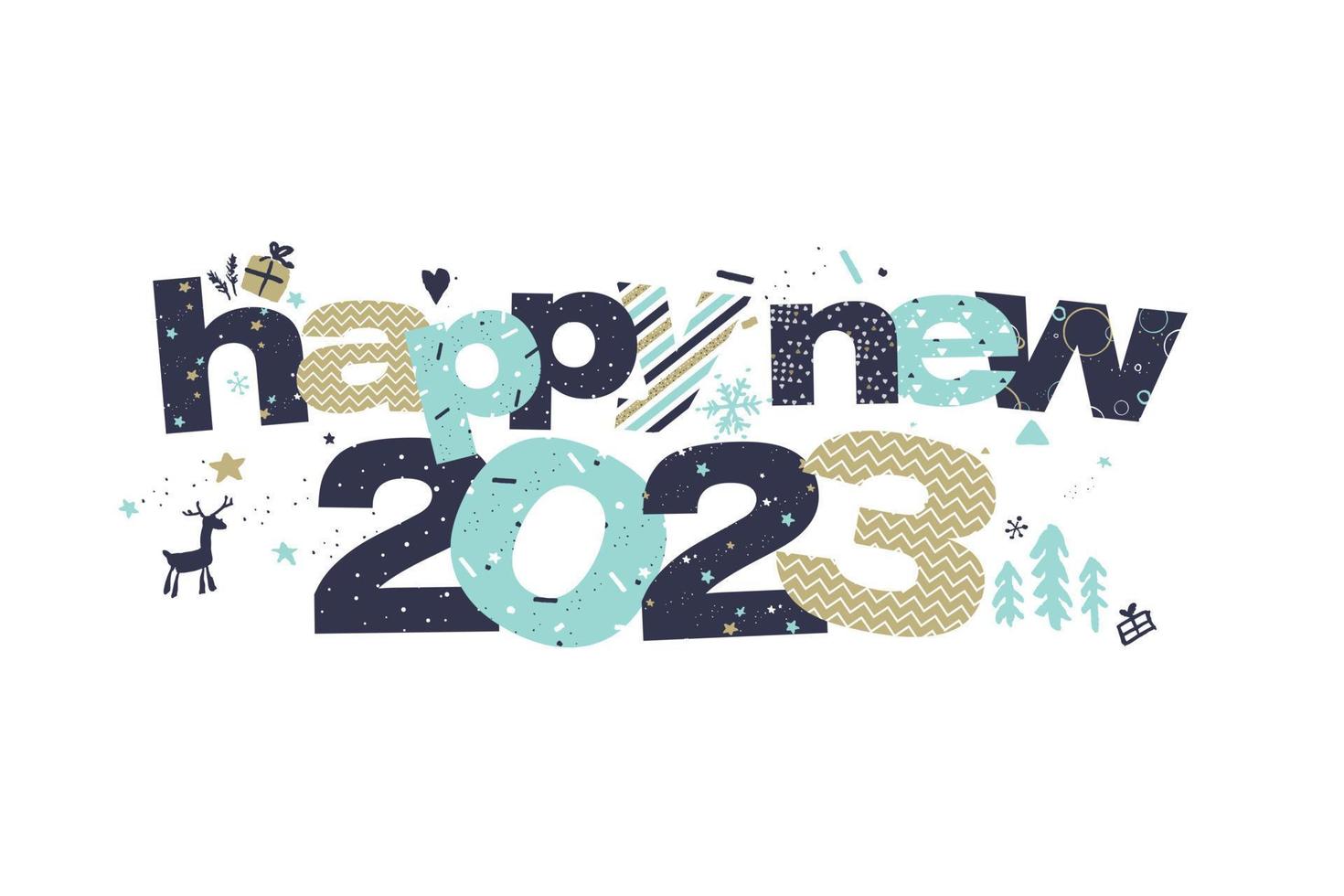 gelukkig nieuw jaar 2023. vector illustratie concept voor achtergrond, groet kaart, partij uitnodiging kaart, website banier, sociaal media banier, afzet materiaal.