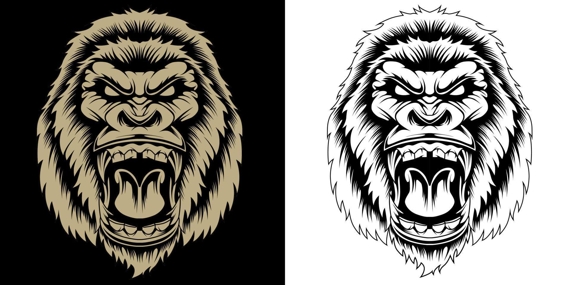 boos gorilla hoofd vector illustratie