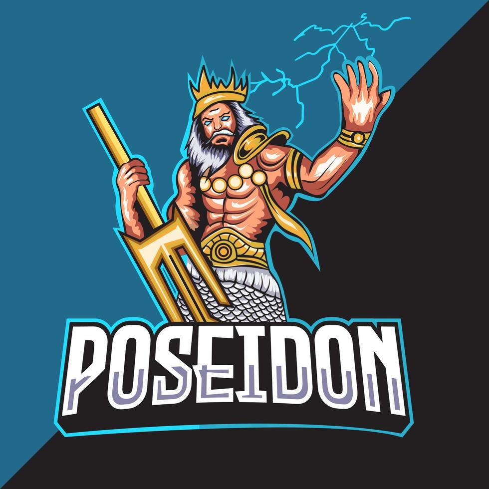 poseidon esport logo mascotte ontwerp vector