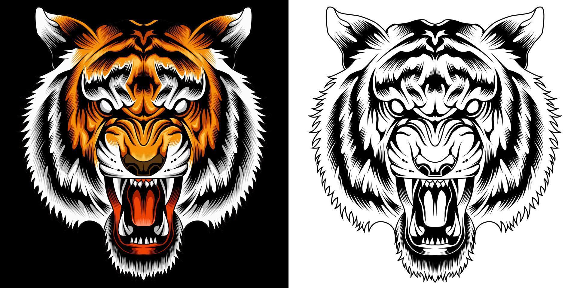 boze tijger hoofd vectorillustratie vector