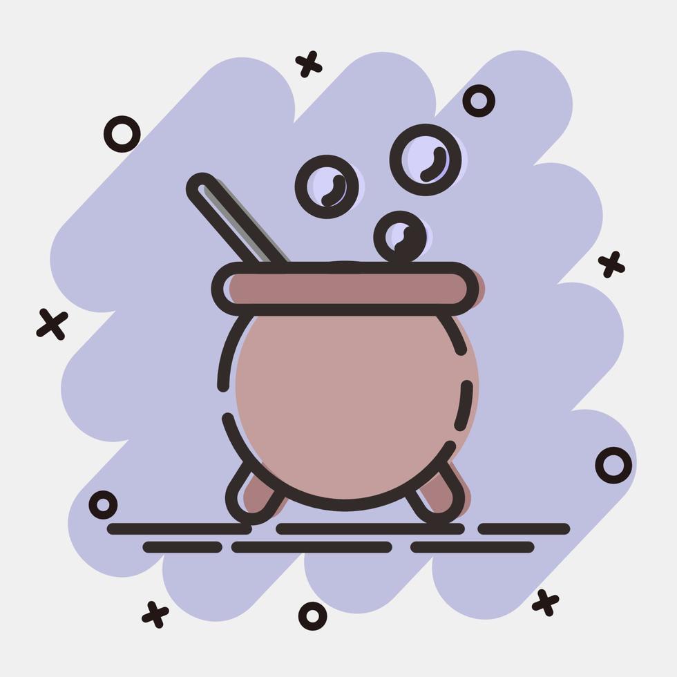 icoon heks pot.icon in grappig stijl. geschikt voor afdrukken, poster, flyers, partij decoratie, groet kaart, enz. vector