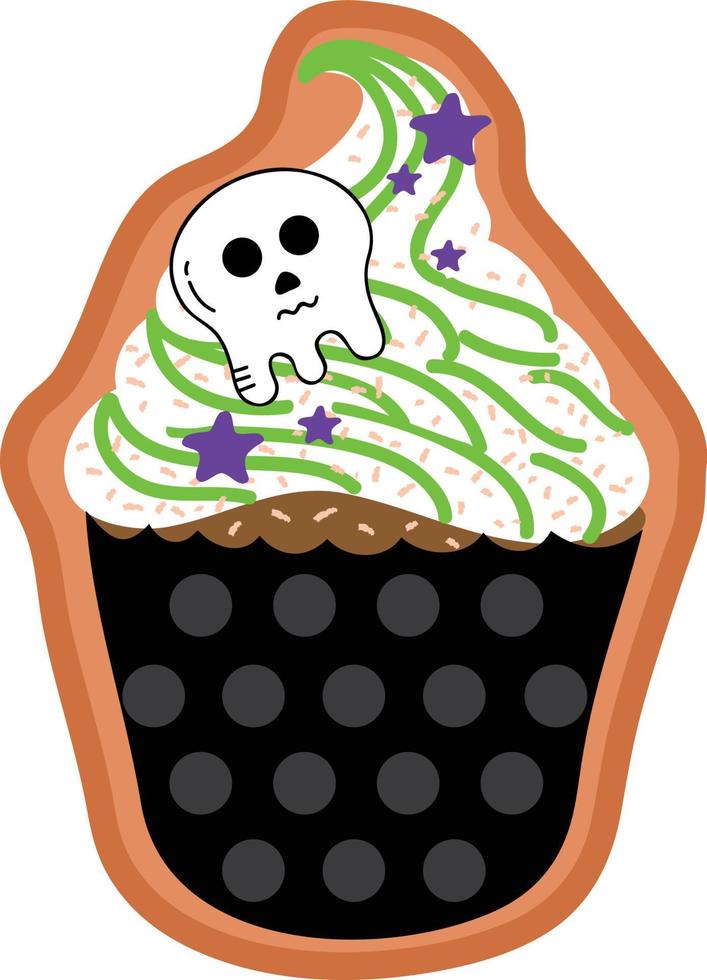 halloween cupcakes. schattig kinderen in pompoen, kat, vampier, heks hoed, knuppel, skelet en zwart kat kostuums. vector