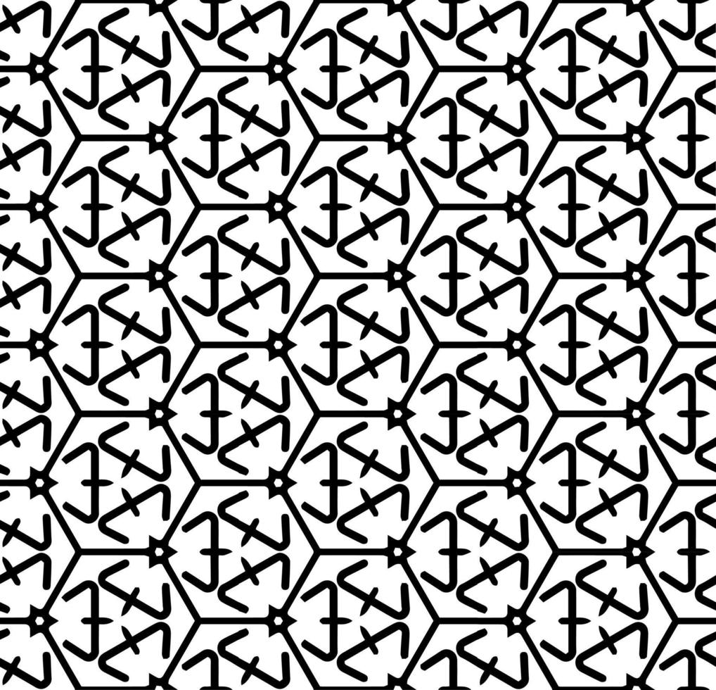 zwart en wit naadloos abstract patroon. achtergrond en achtergrond. grijswaarden sier- ontwerp. mozaïek- ornamenten. vector grafisch illustratie.