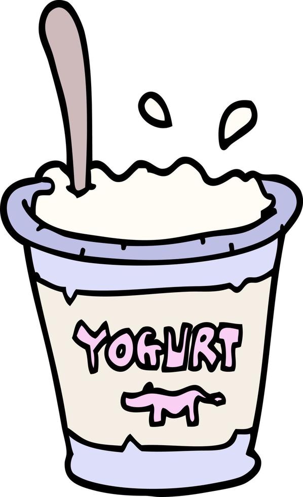 hand- getrokken tekening stijl tekenfilm yoghurt vector