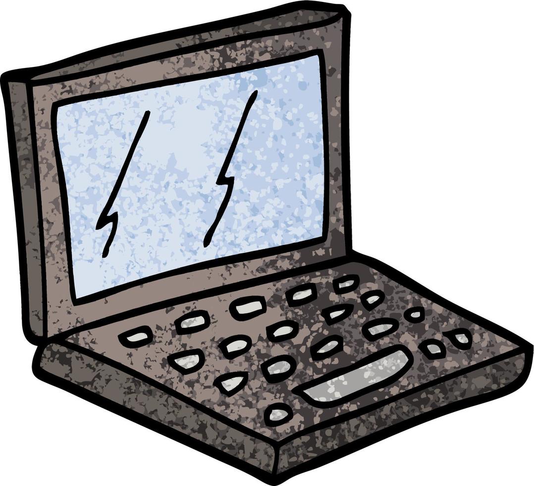 grunge getextureerde illustratie tekenfilm laptop computer vector