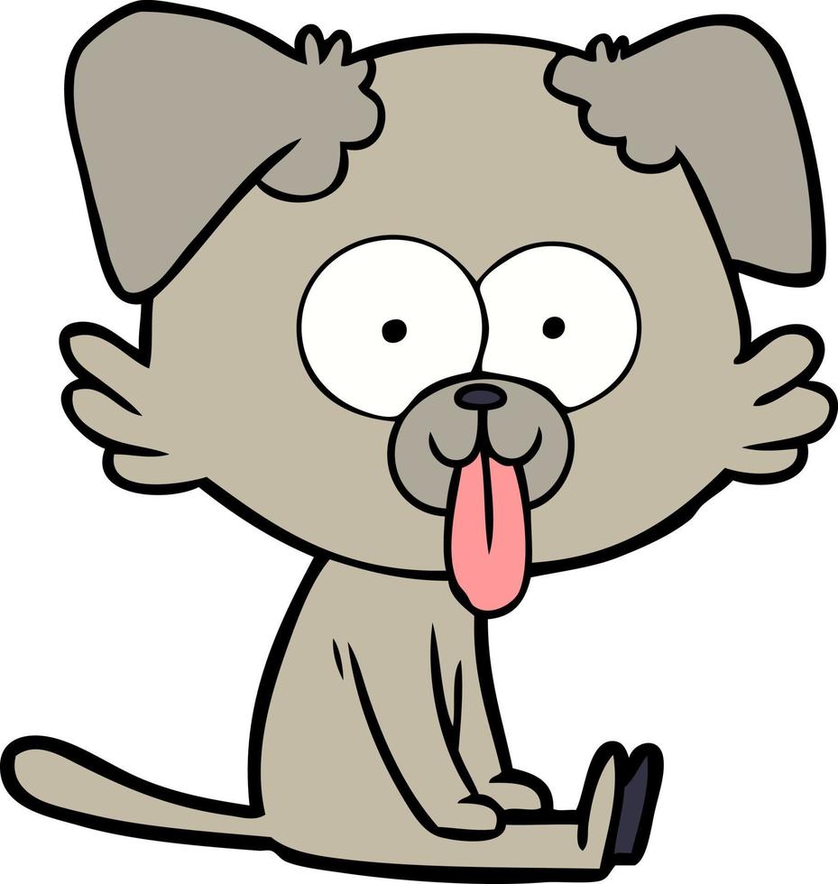 tekenfilm zittend hond met tong plakken uit vector