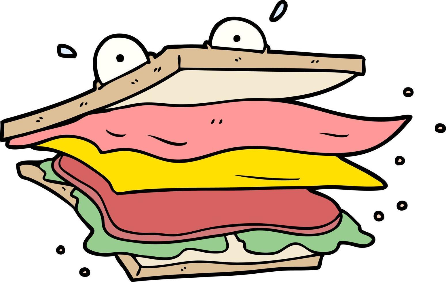 belegd broodje tekenfilm karakter vector