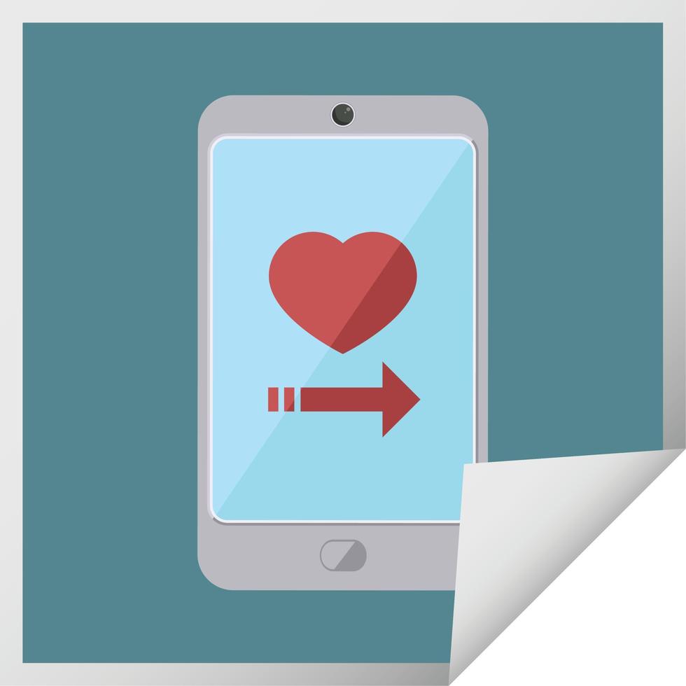 dating app Aan cel telefoon grafisch vector illustratie plein sticker