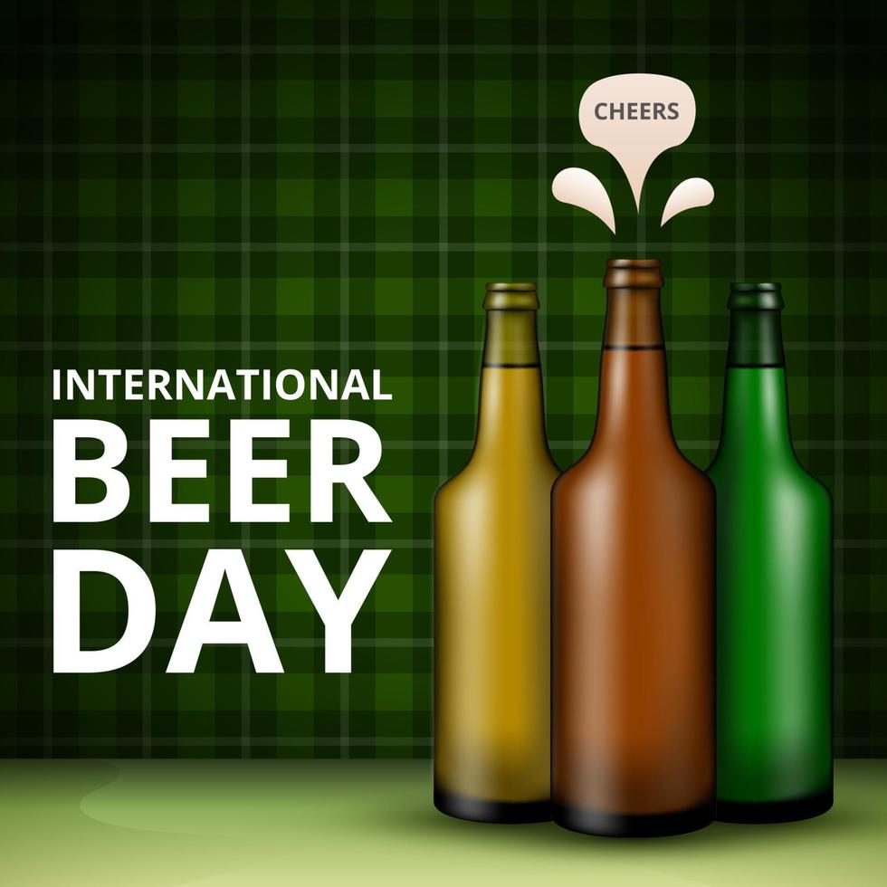 Internationale bier dag, Aan augustus. proost met gerinkel bier mokken conceptueel. vector illustratie.