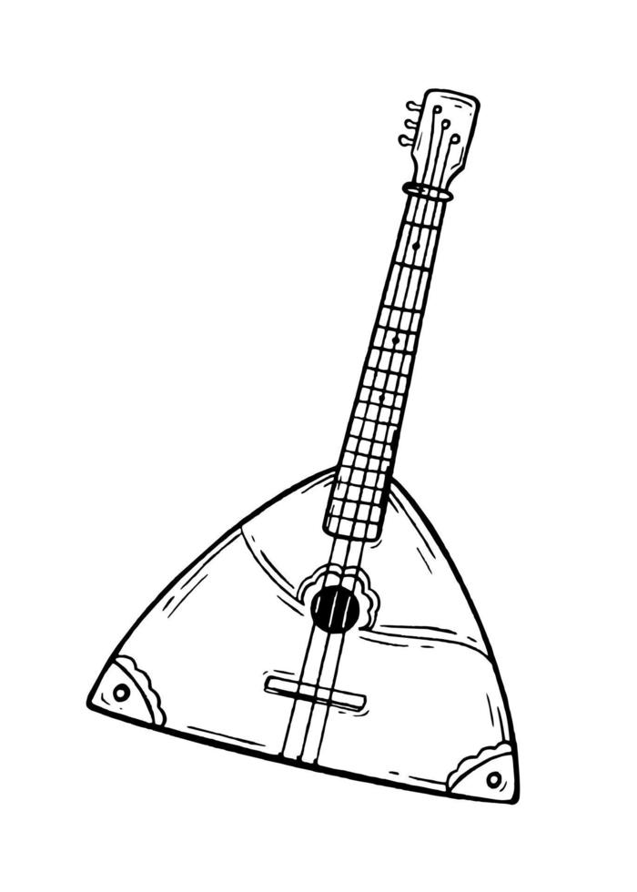 balalaika musical instrument stijl hand- getrokken. vector zwart en wit tekening illustratie