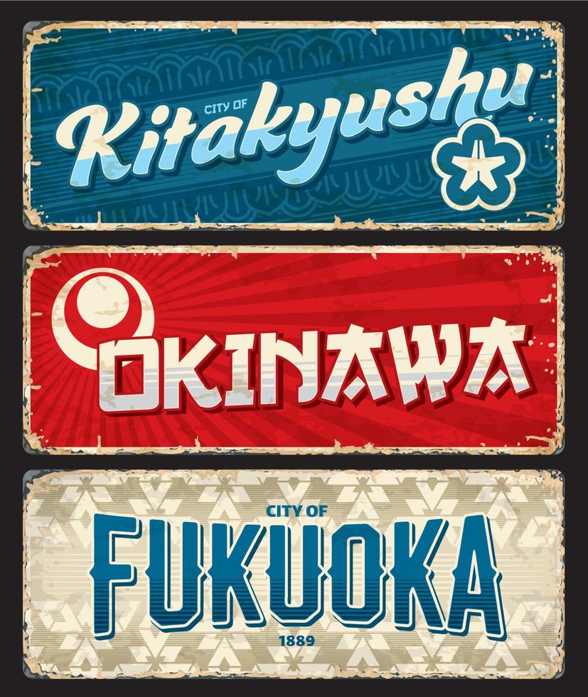 fukuoka, okinawa, kitakyushu Japans reizen bord vector