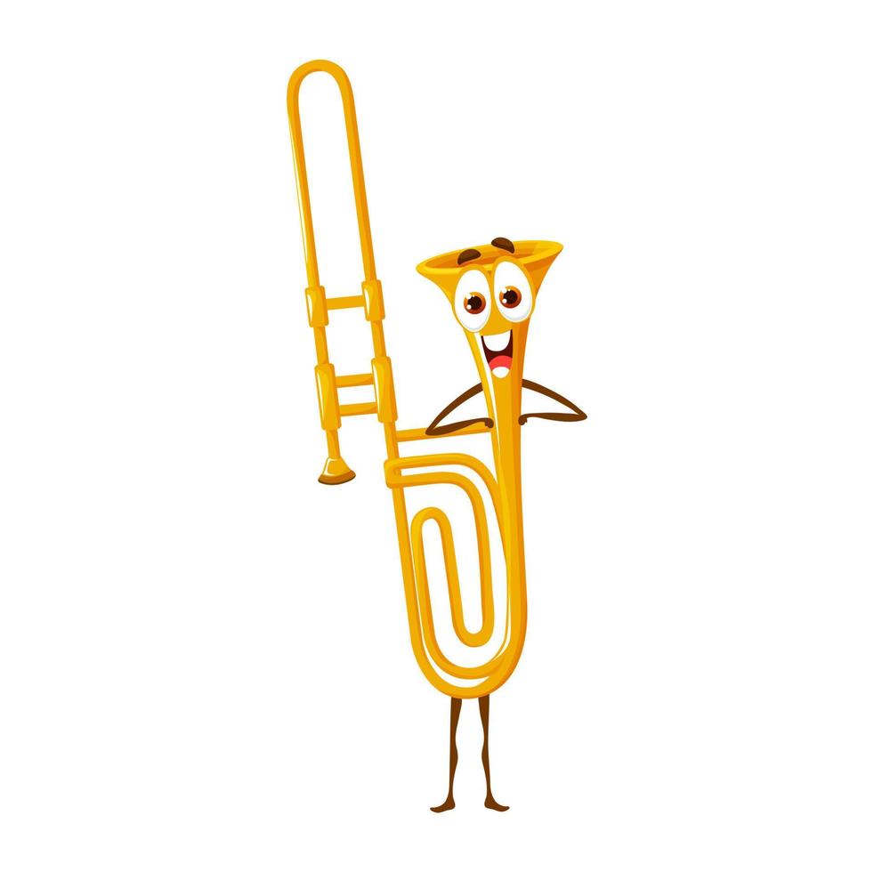 tekenfilm musical trombone karakter, vector toeter
