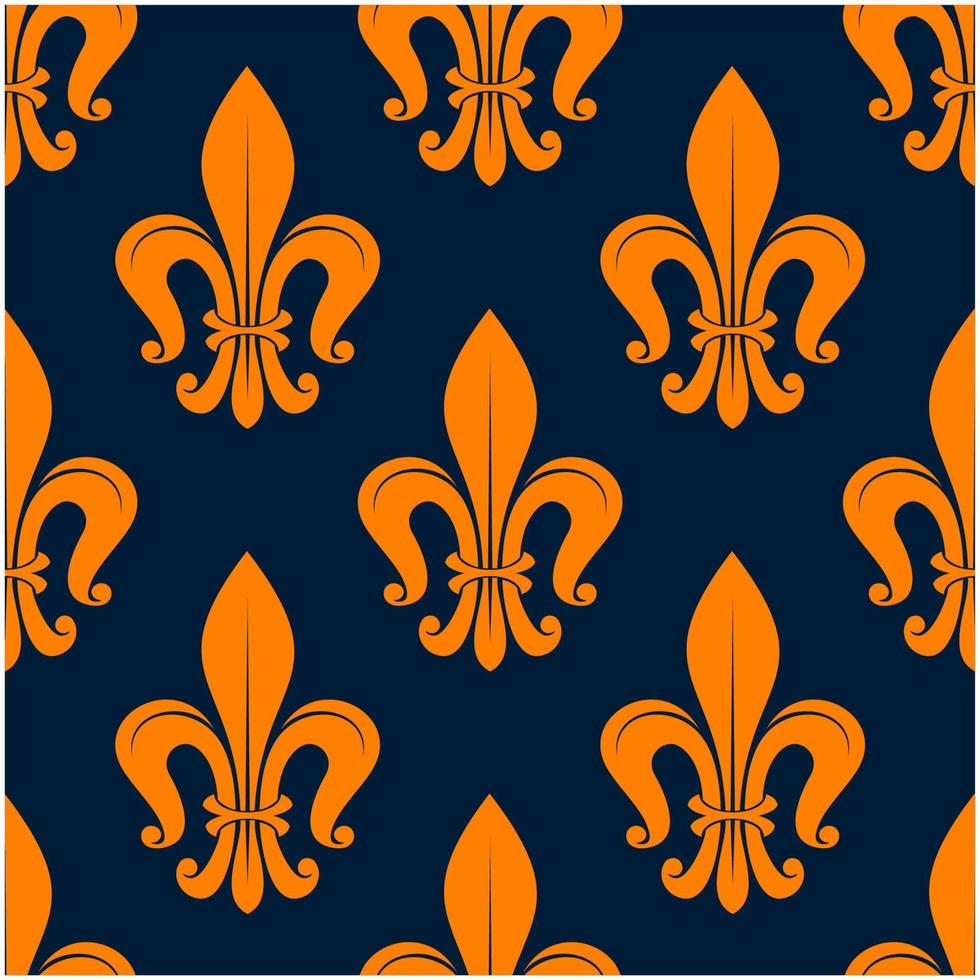 oranje fleur-de-lis bloemen naadloos achtergrond vector