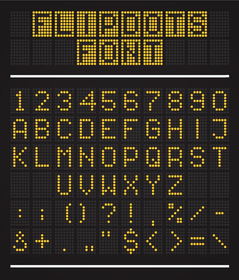 flipdots scorebord lettertype, LED punt Scherm alfabet vector