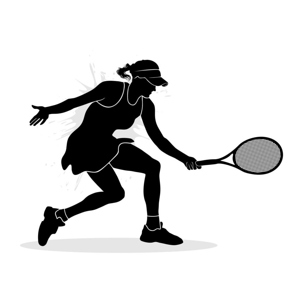 professioneel vrouw tennis speler. silhouet illustratie vector