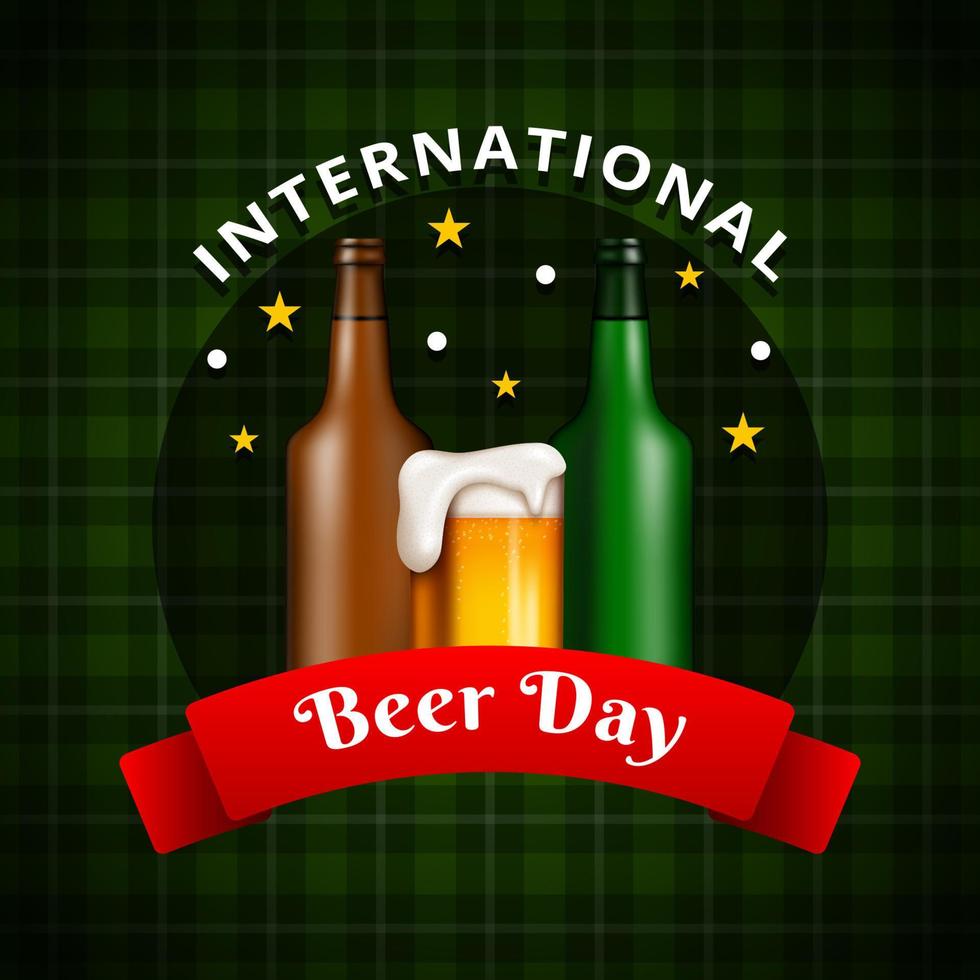 Internationale bier dag, Aan augustus. proost met gerinkel bier mokken conceptueel. vector illustratie.