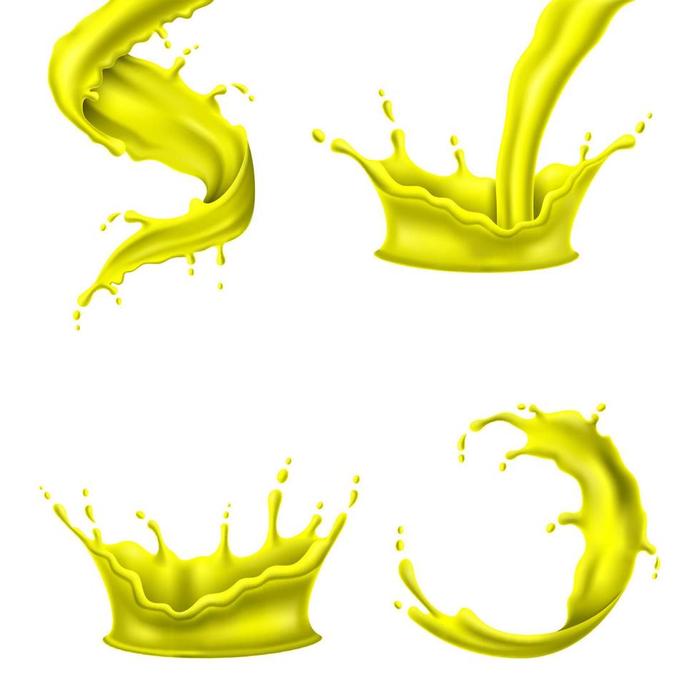 kleurrijk geel verf spatten vloeistof realistisch vector illustratie