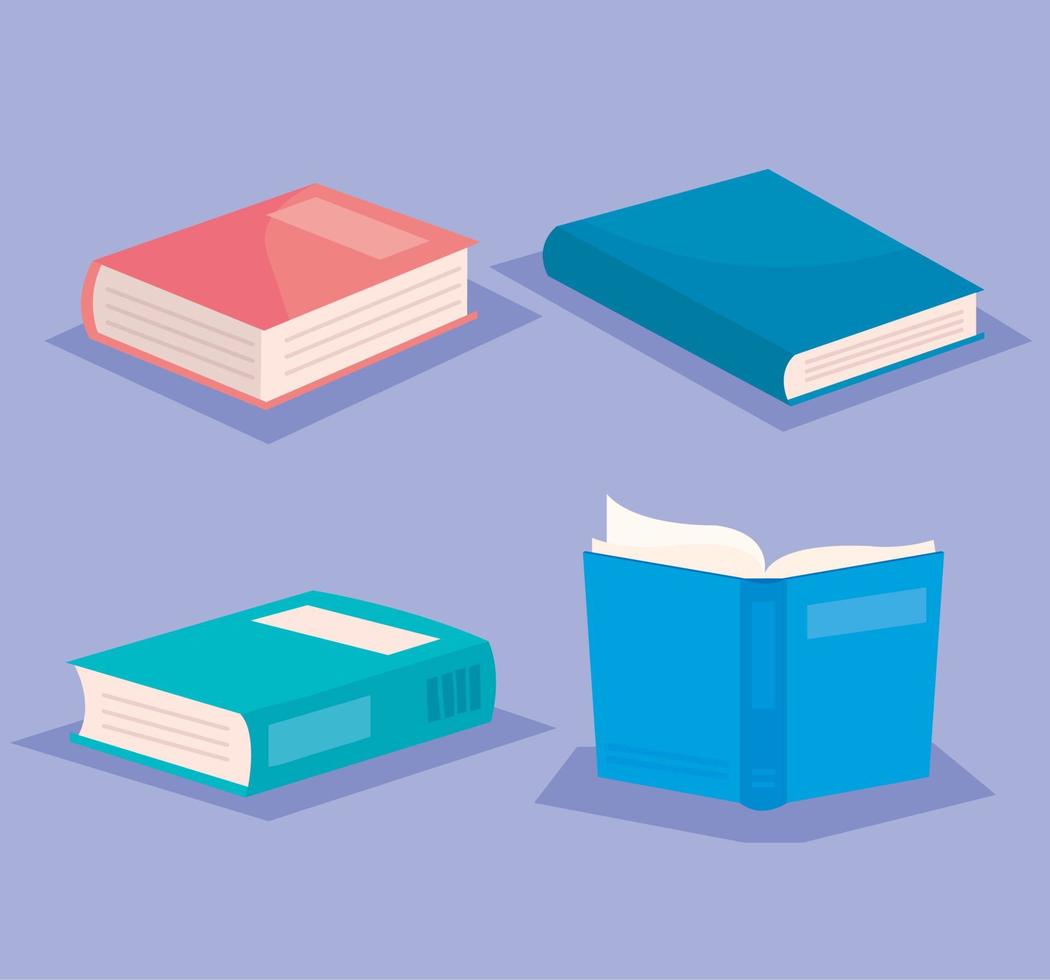 bundel van tekst boeken literatuur pictogrammen vector