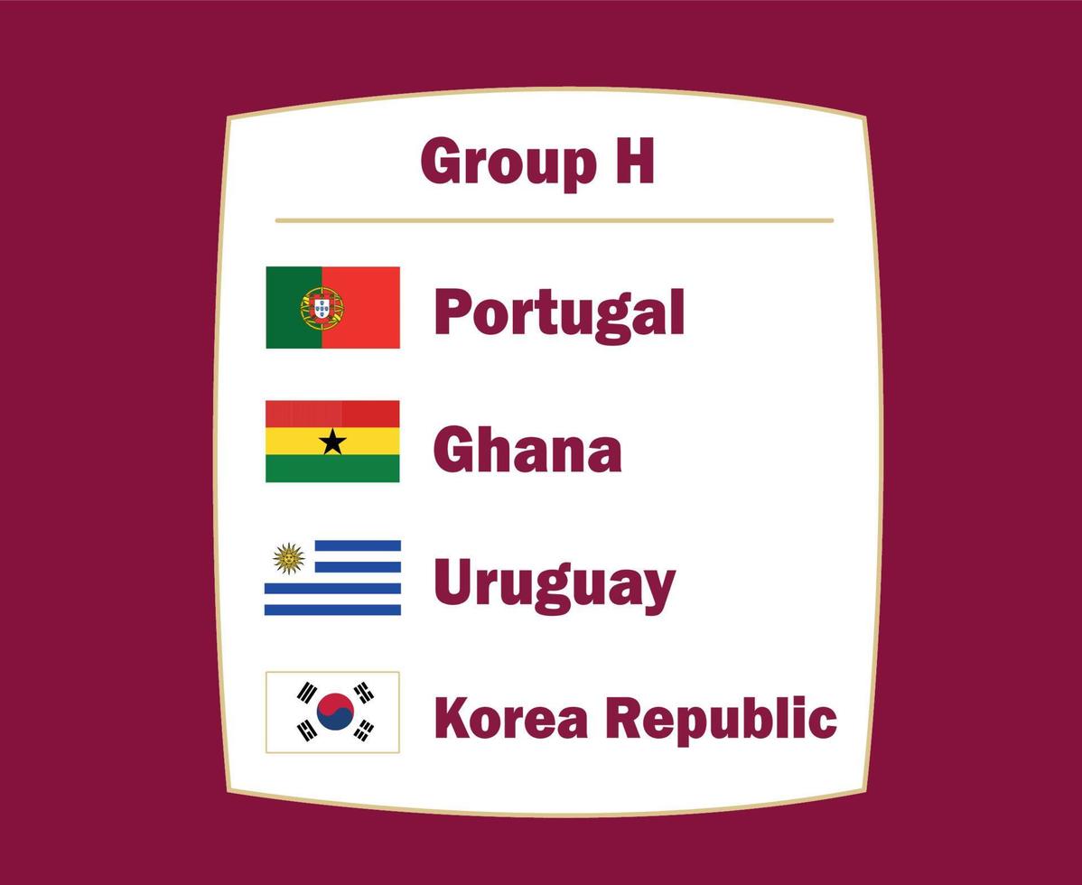 Portugal zuiden Korea Uruguay en Ghana embleem vlag landen groep h symbool ontwerp Amerikaans voetbal laatste vector Amerikaans voetbal teams illustratie