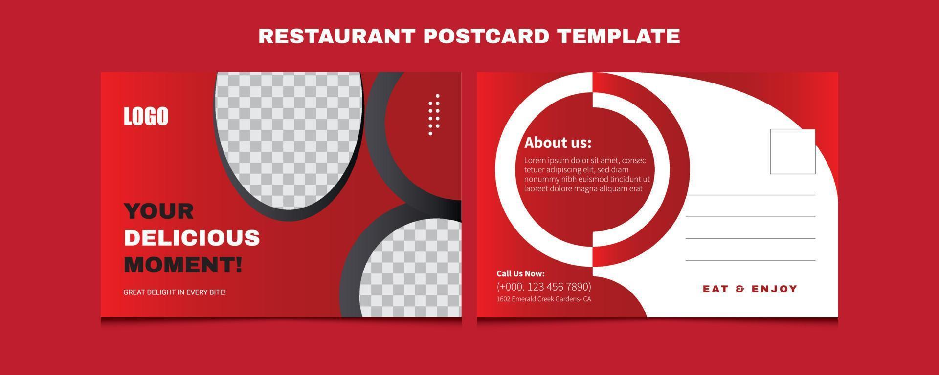 heerlijk voedsel restaurants ansichtkaart sjabloon, voedsel ansichtkaart sjabloon sport, vector sjabloon, professioneel bedrijf ansichtkaart ontwerp, evenement kaart ontwerp, uitnodiging ontwerp, direct mail eddm sjabloon.