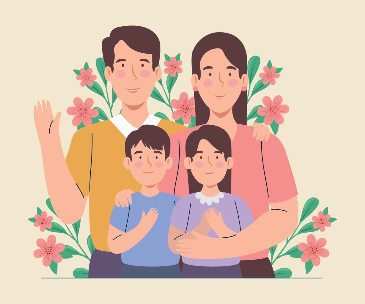 Koreaans ouders en kinderen vector