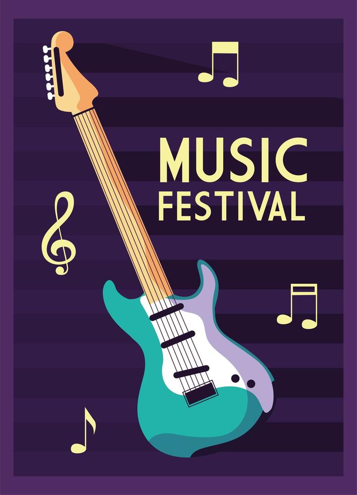 poster muziekfestival met muziekinstrument elektrische gitaar vector