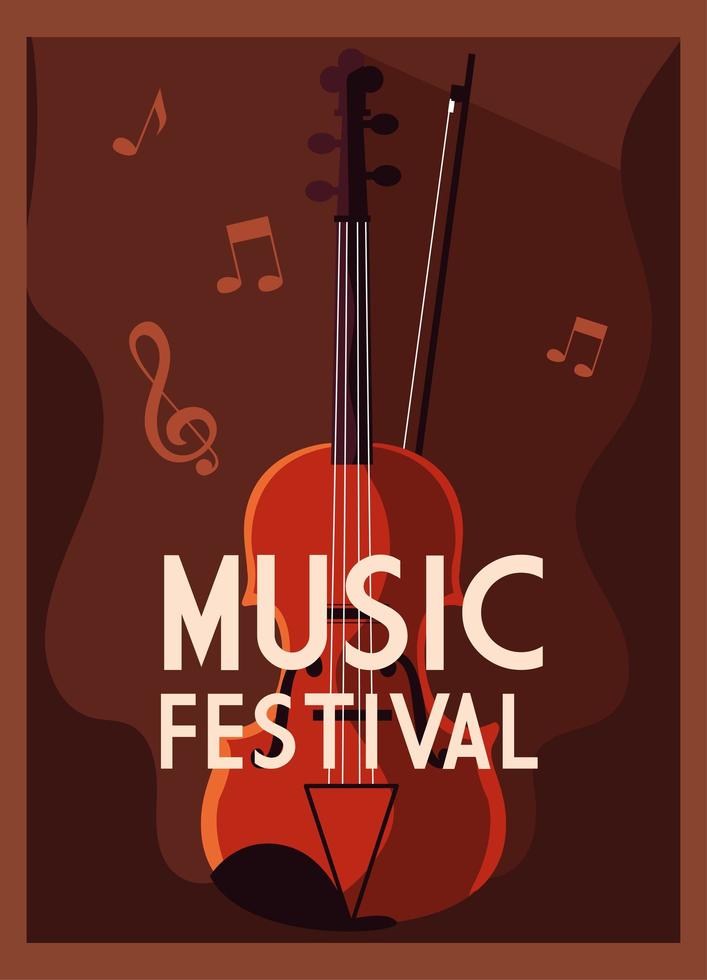 poster muziekfestival met muziekinstrument vector