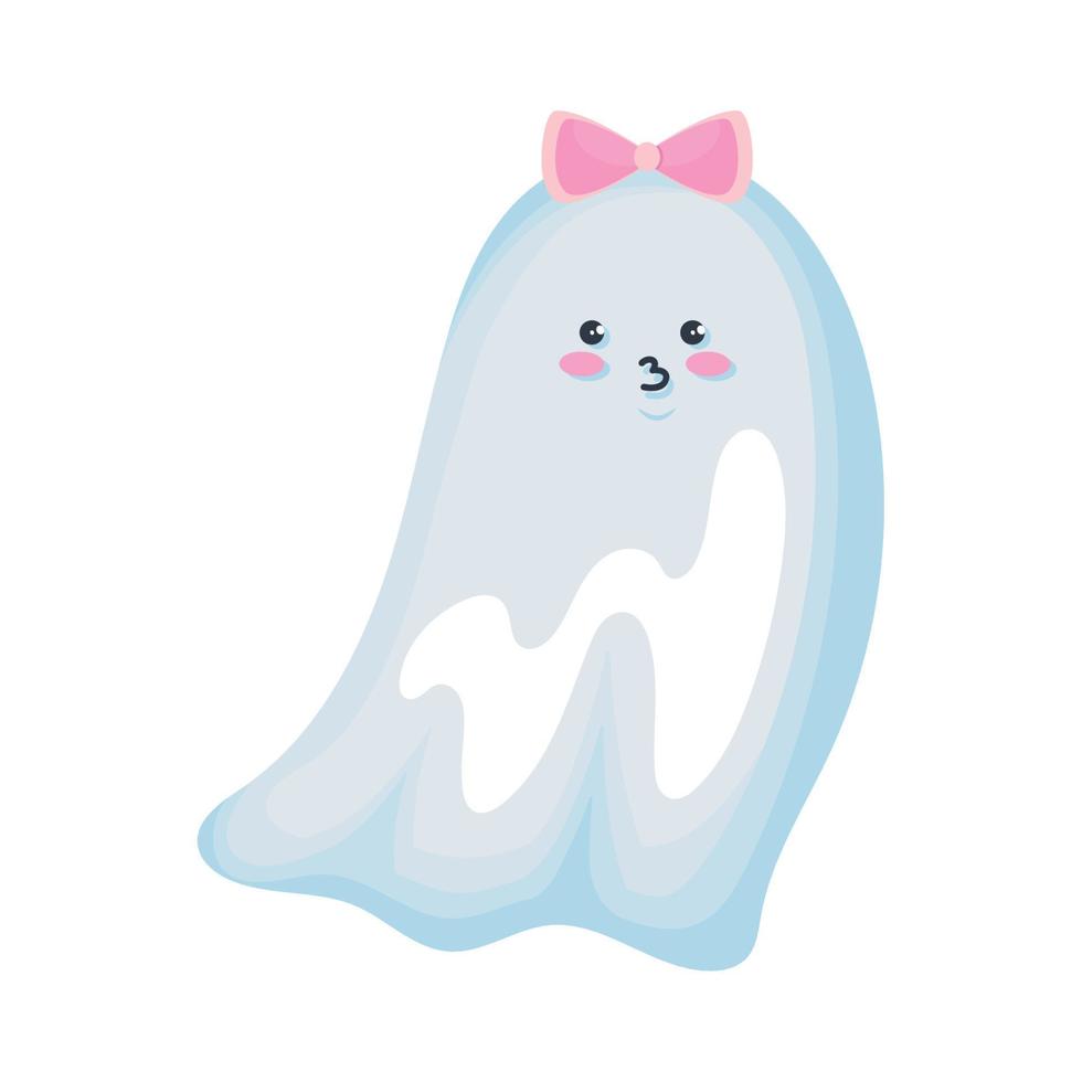 schattig meisje geest halloween vector