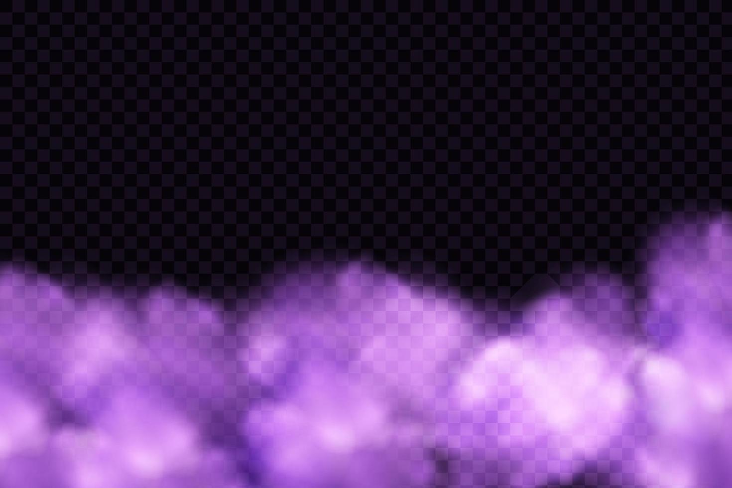 realistisch eng mystiek mist in nacht halloween. Purper giftig gas, stof en rook effect. vector