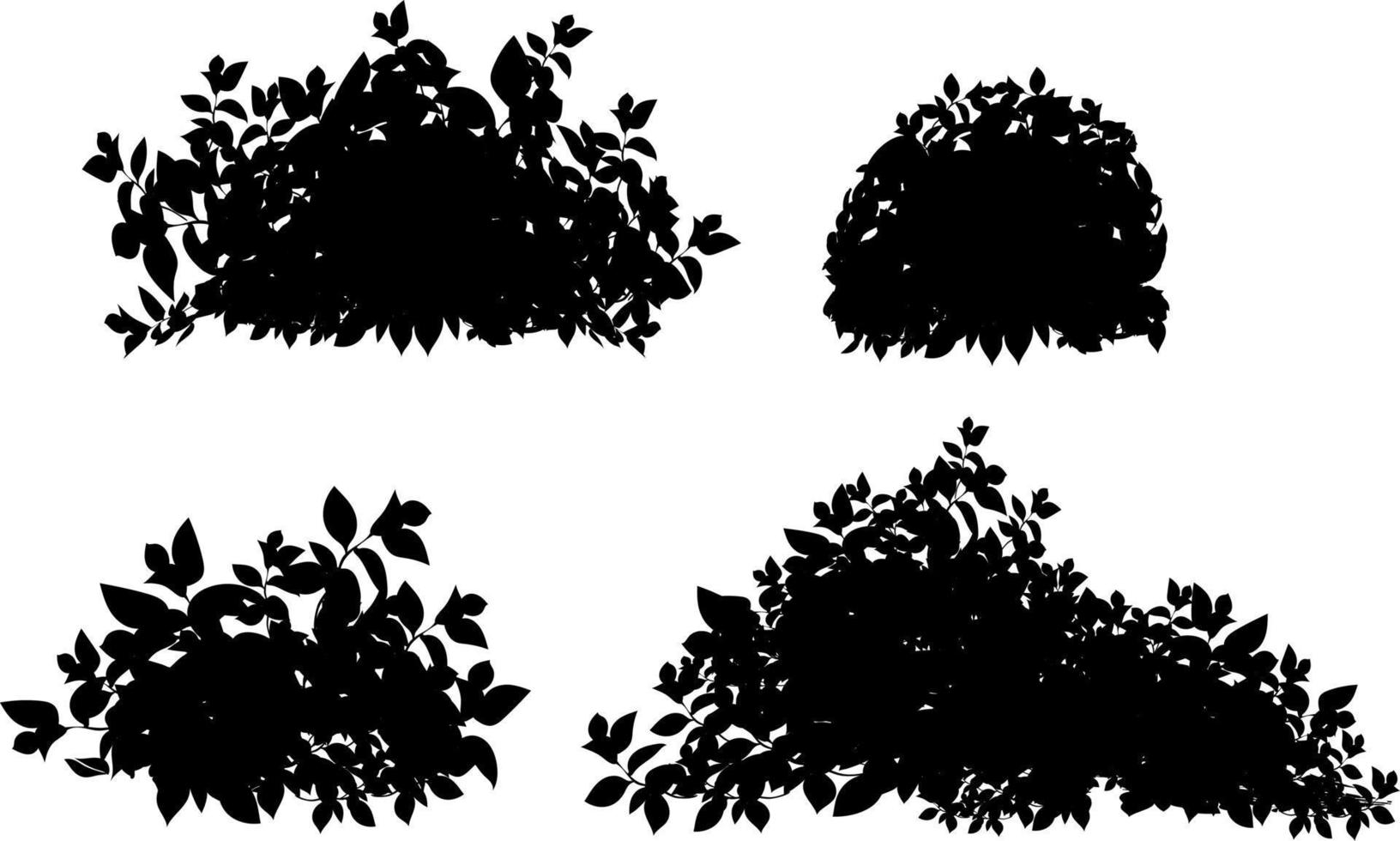 reeks van sier- zwart fabriek in de het formulier van een hedge.realistisch tuin struik, seizoensgebonden struik, buxus, boom kroon struik gebladerte. vector