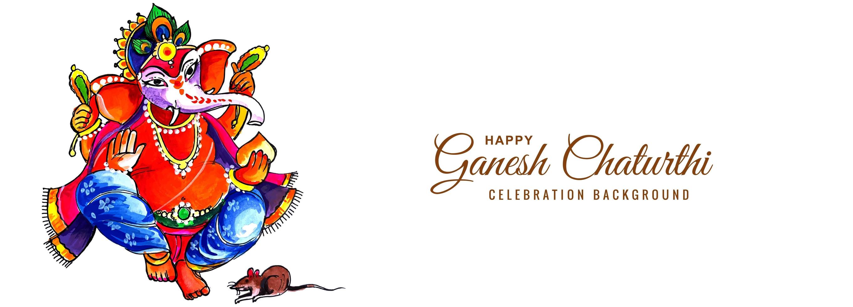 heer ganesha voor ganesh chaturthi aquarel kaart banner vector