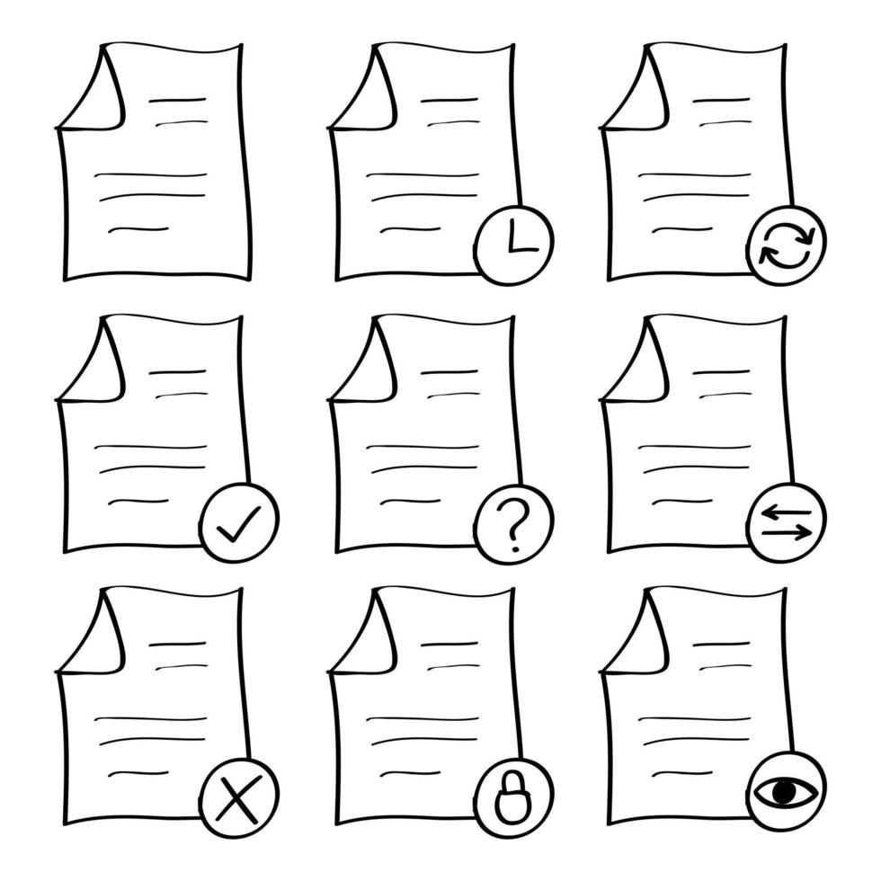 hand- getrokken document stromen beheer icoon in tekening stijl vector