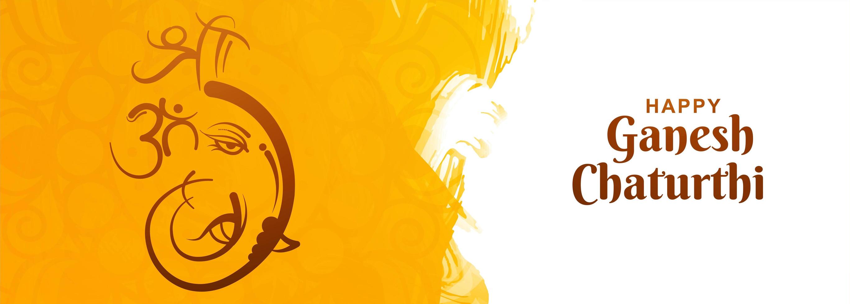 gelukkige ganesh chaturthi indische festival gele aquarel achtergrond vector