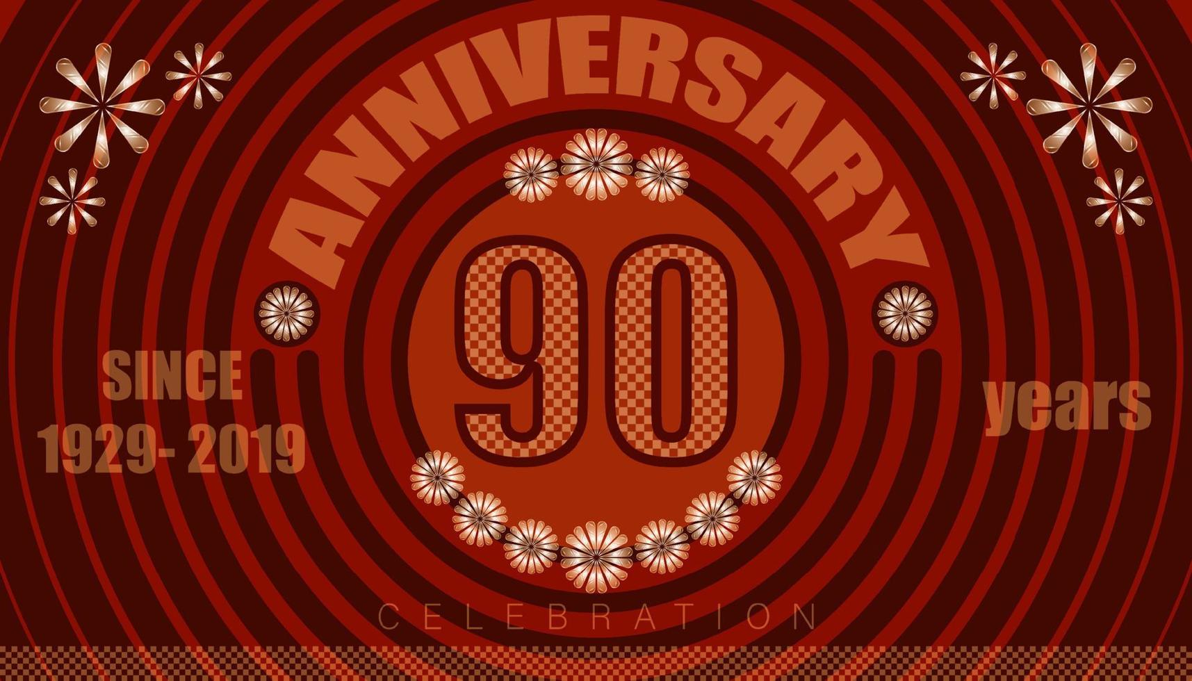 90ste verjaardag emblemen. wijnoogst retro stijl. klein naar groot cirkel van centrum. creatief poster ontwerp. vector illustratie eps10