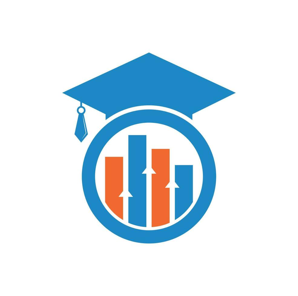 afstuderen pet met financiën bar tabel logo vector. onderwijs logo ontwerp en investering logo. vector