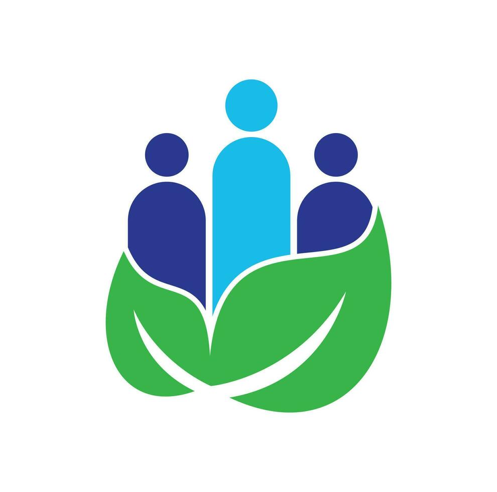 blad mensen logo ontwerp icoon vector. groen gemeenschap vector logo sjabloon.