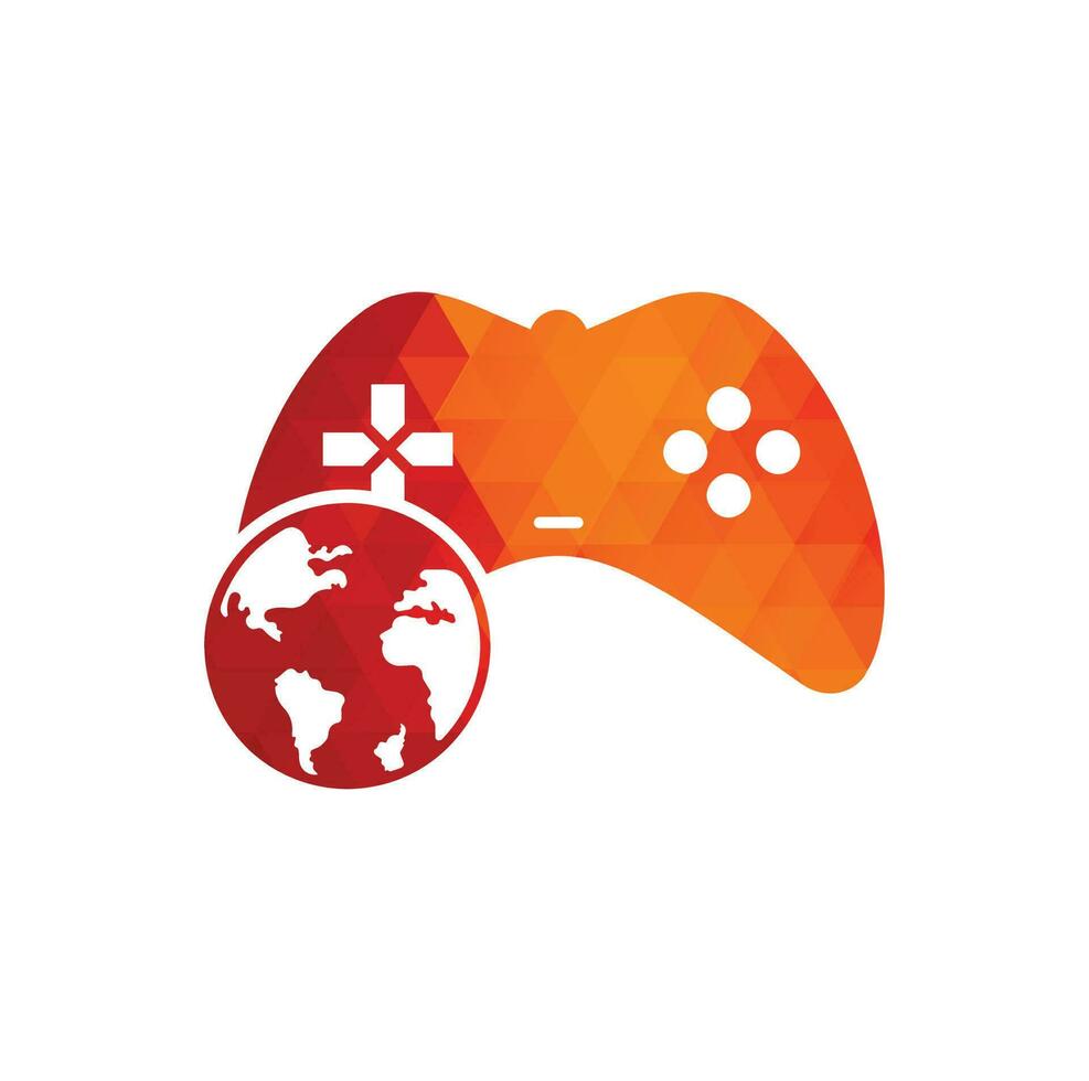 spel wereldbol logo icoon ontwerp. online gamer wereld logo. wereldbol en spel stok icoon vector