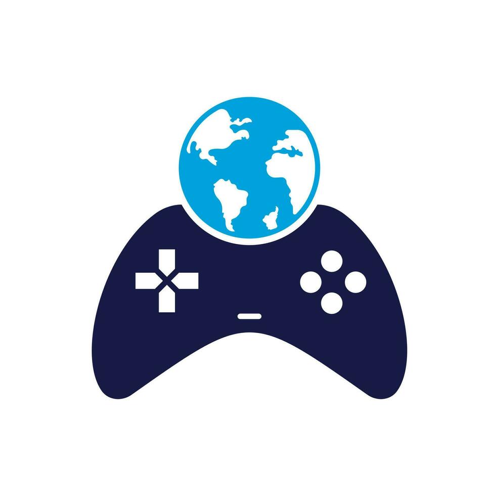 spel wereldbol logo icoon ontwerp. online gamer wereld logo. wereldbol en spel stok icoon vector