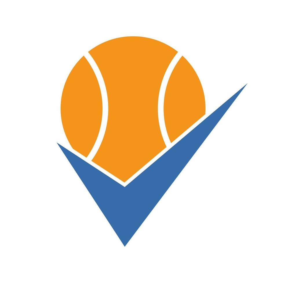controleren tennis vector logo ontwerp. tennis bal en Kruis aan icoon logo.