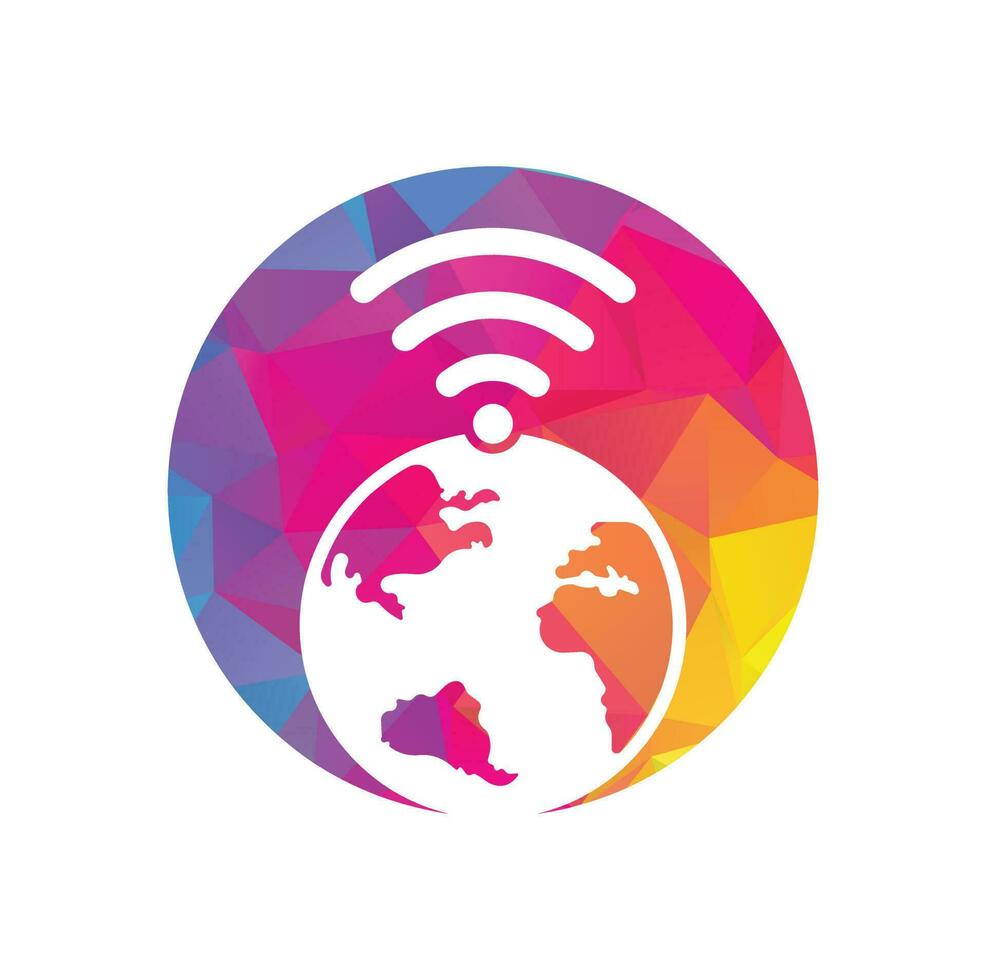 wereldbol Wifi logo ontwerp icoon. wereld signaal vector logo sjabloon.