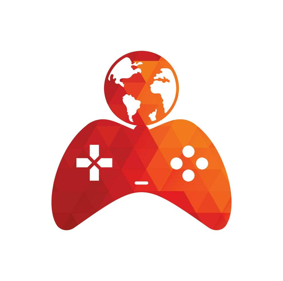 spel wereldbol logo icoon ontwerp. online gamer wereld logo. wereldbol en spel stok icoon vector