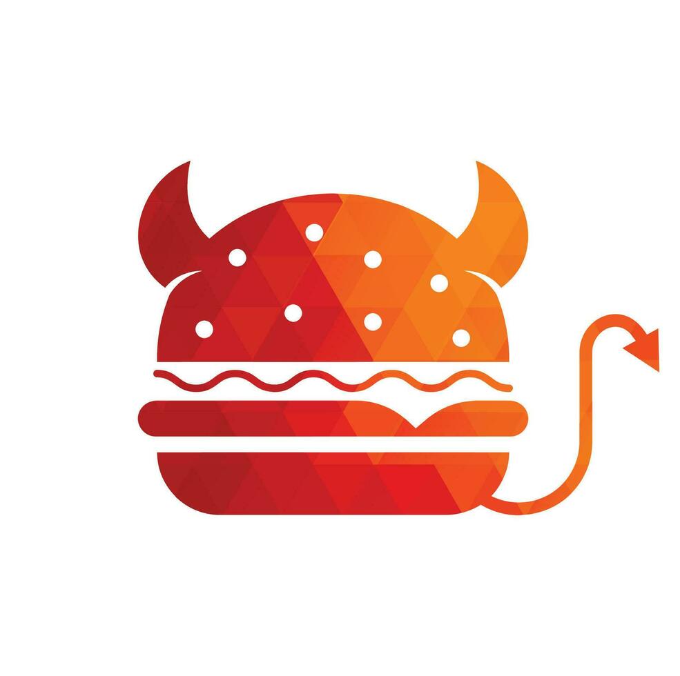 monster hamburger logo ontwerp. hamburger duivel mascotte illustratie vector