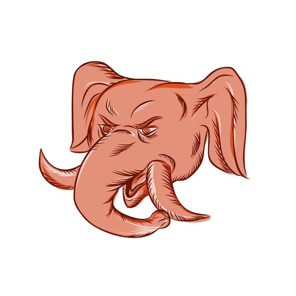 republikeins olifant mascotte hoofd etsen vector