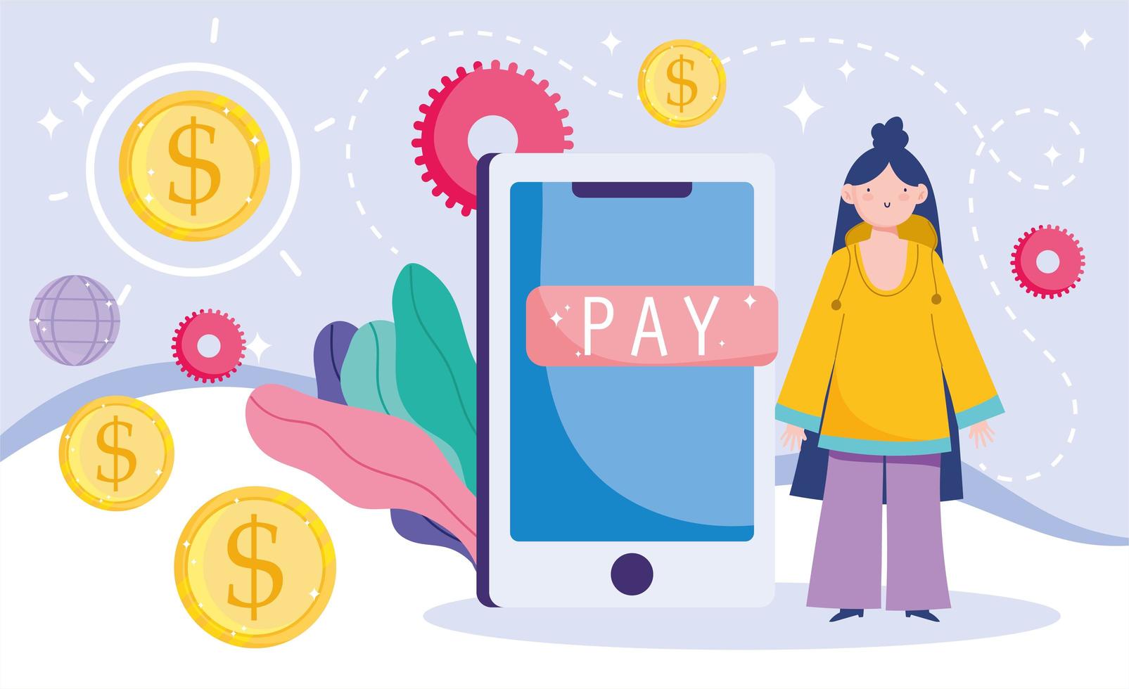 online betaling en e-commerce via bannermalplaatje voor mobiele apps vector