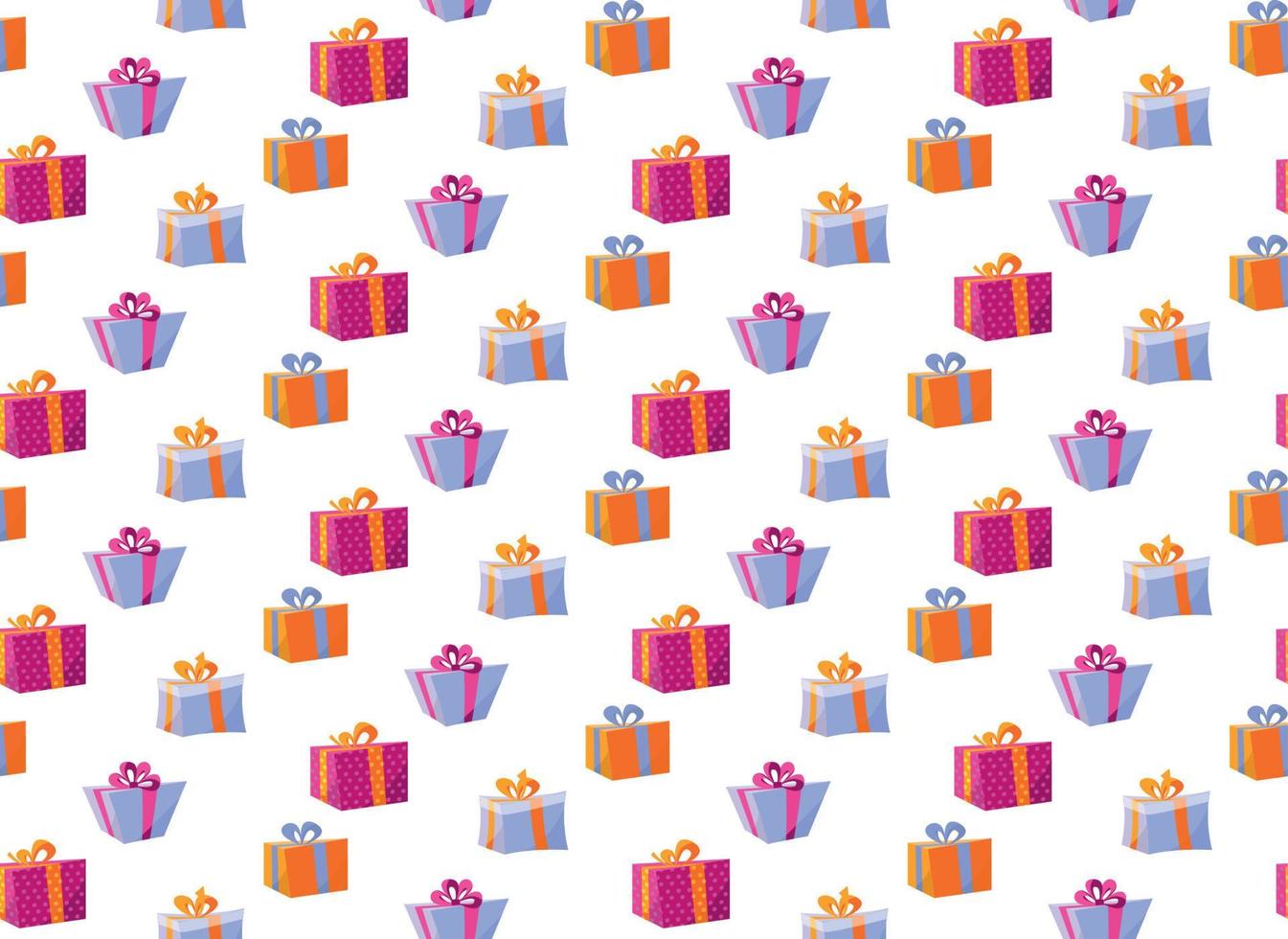 naadloos patroon met geschenk dozen. patroon geschenk doos voor kleding stof afdrukken, omhulsel pakket geschenk doos papier groot reeks van Kerstmis cadeaus Aan wit achtergrond. kleurrijk geschenk dozen met verschillend linten. vector