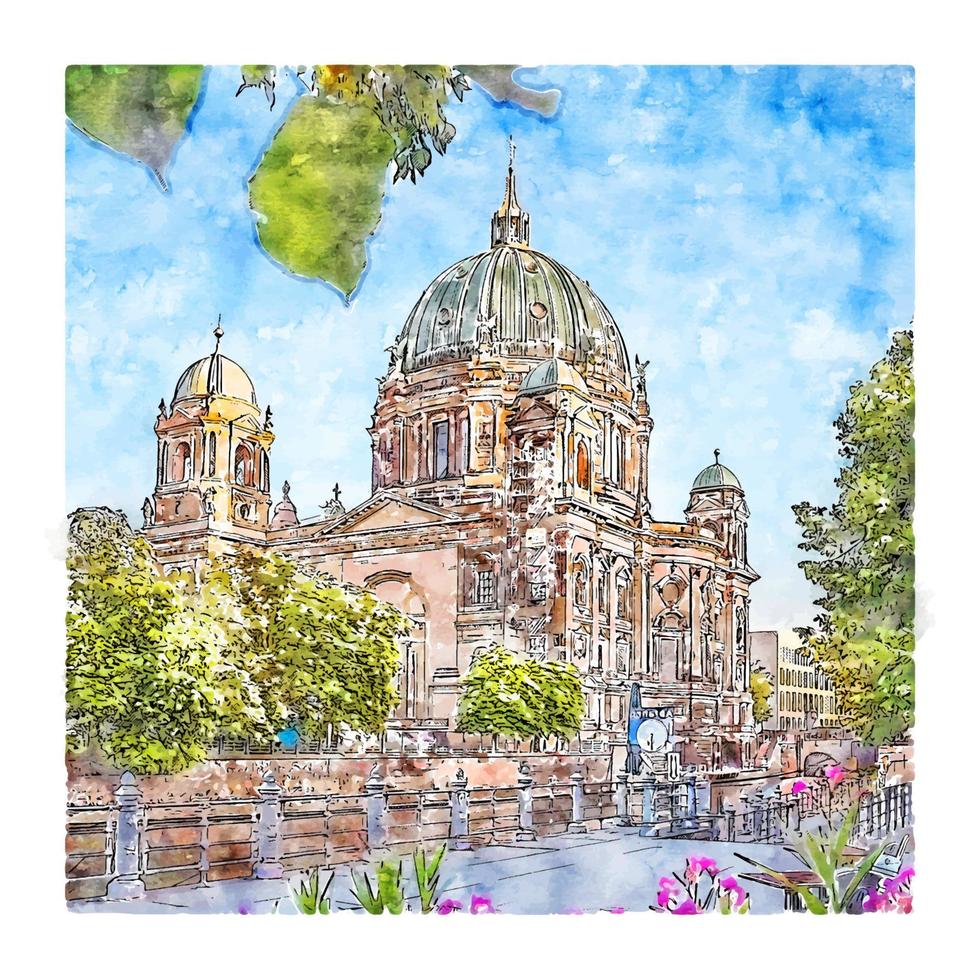 berlijn duitsland aquarel schets hand getekende illustratie vector