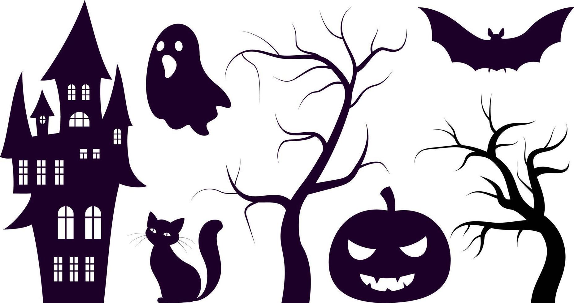 set van halloween-elementen vector